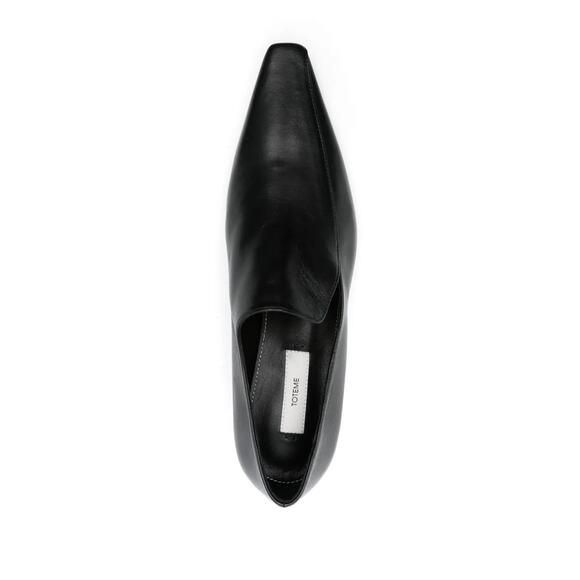 Toteme Leather Kitten Heel Loafers Black Slip-On Designer Shoes EU 39 - Picture 2 of 9